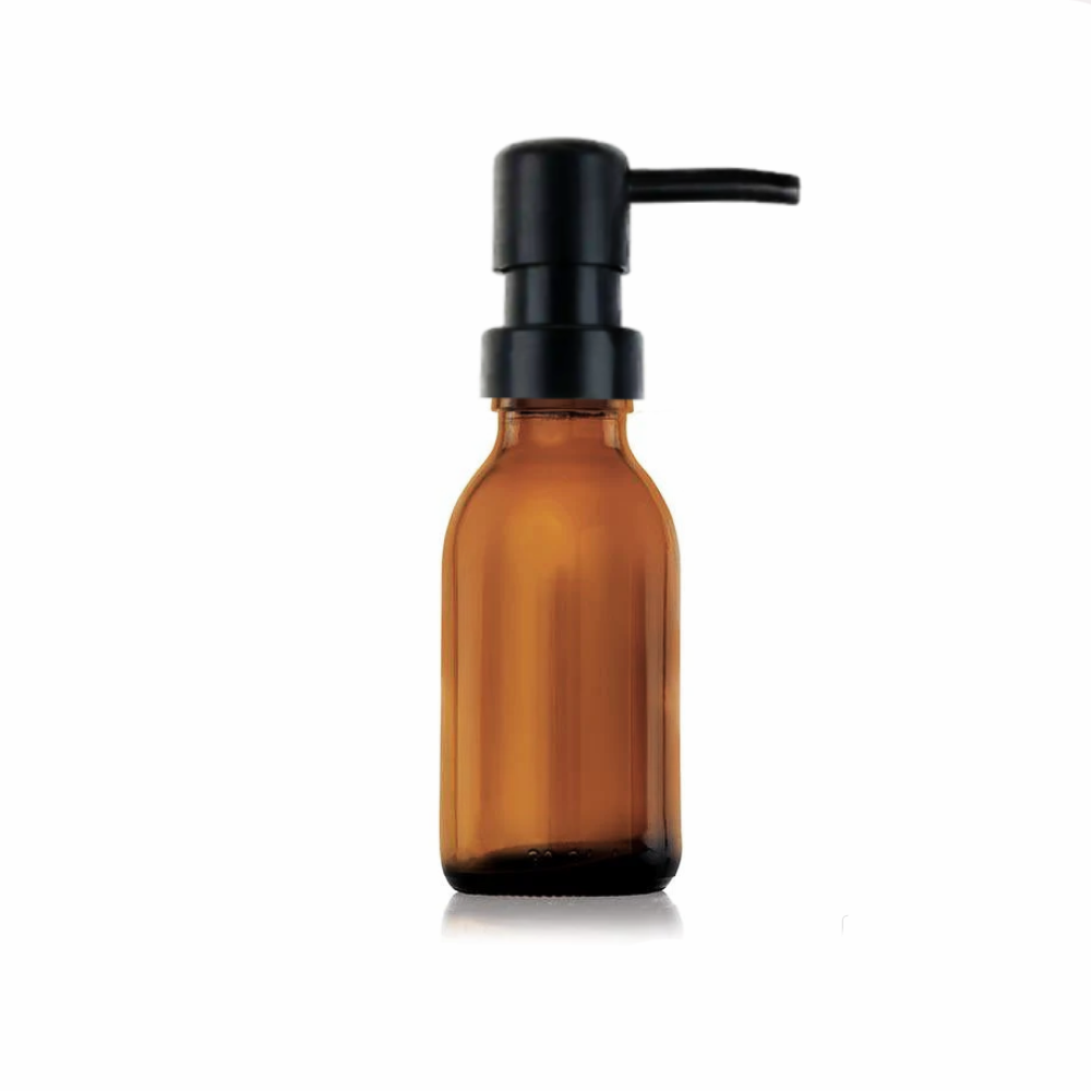 Amber Bottle 100ml with Black pump lid